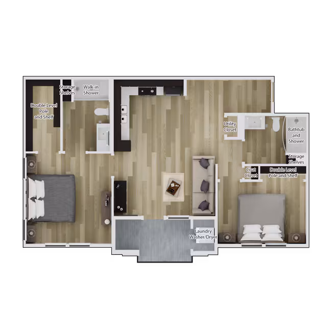 2 Bedroom 2 Bathroom 7869-206 floor plan